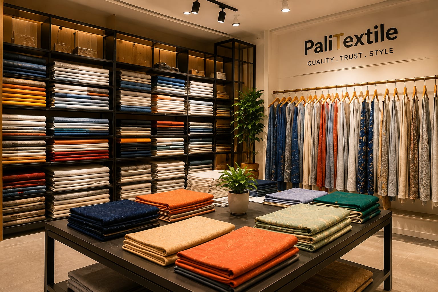 Colorful textile fabric display